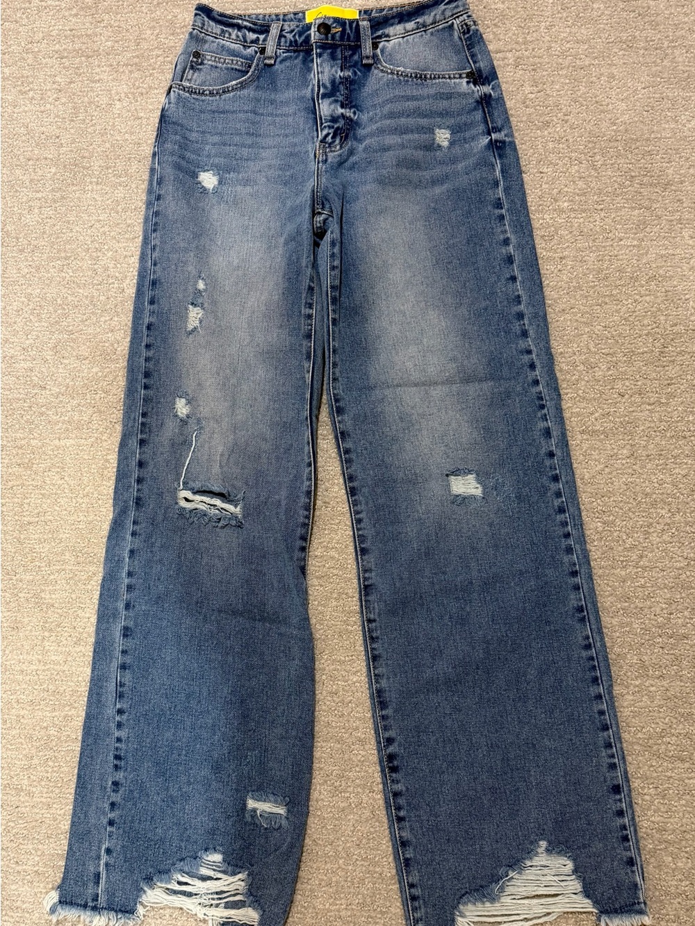 Circus by Sam Edelman Distressed Blue High Waist Slouchy Wide Leg Jeans 24